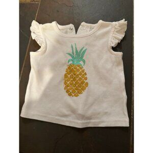 18mo Sterling Baby girls pineapple t-shirt glitter sparkle summer ruffle white